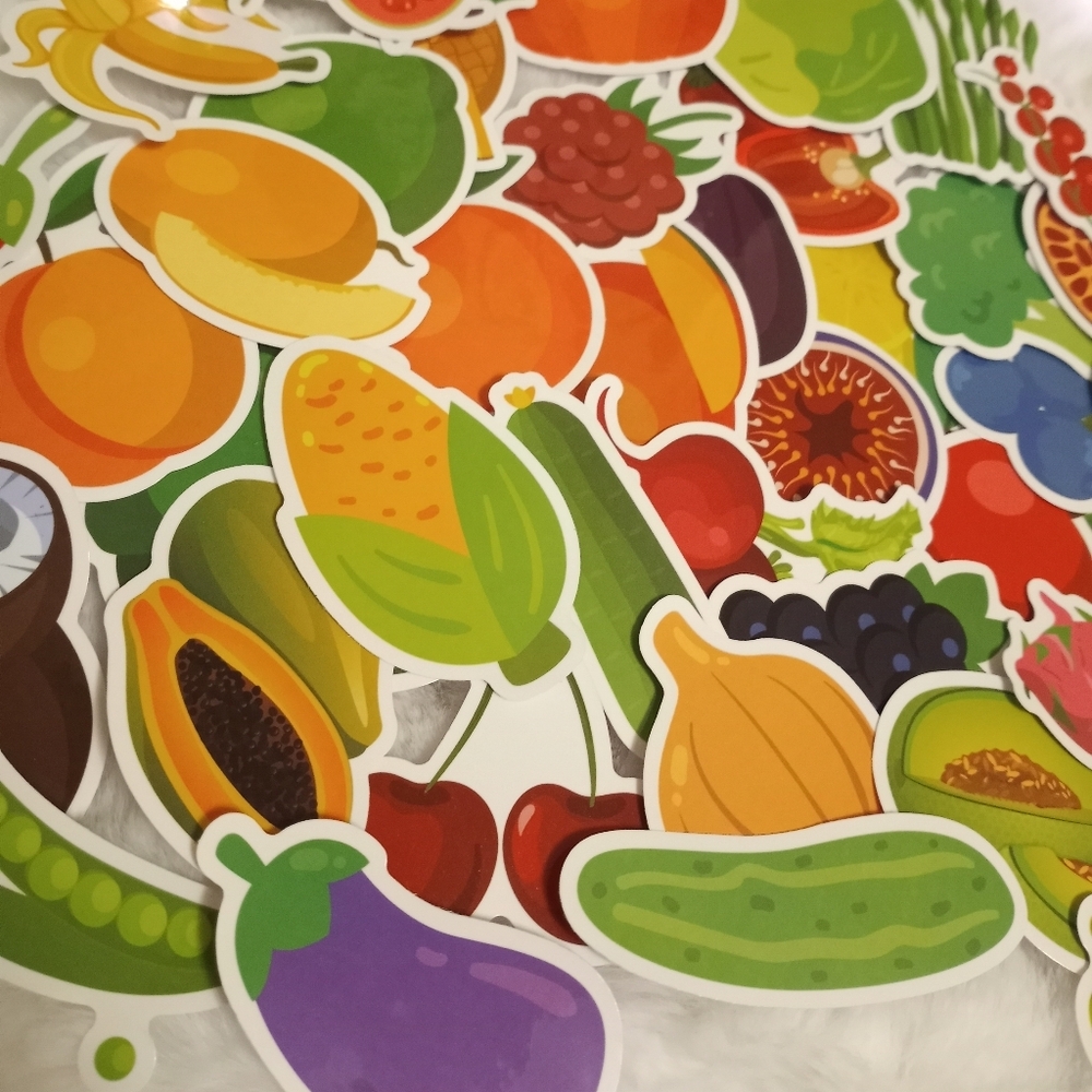 Cartoon Fruits And Veggies Sticker Pack